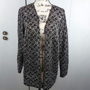 Catherines- Womens Black/White Swirl Textured Semi Sheer lite Blazer  Sz. XL